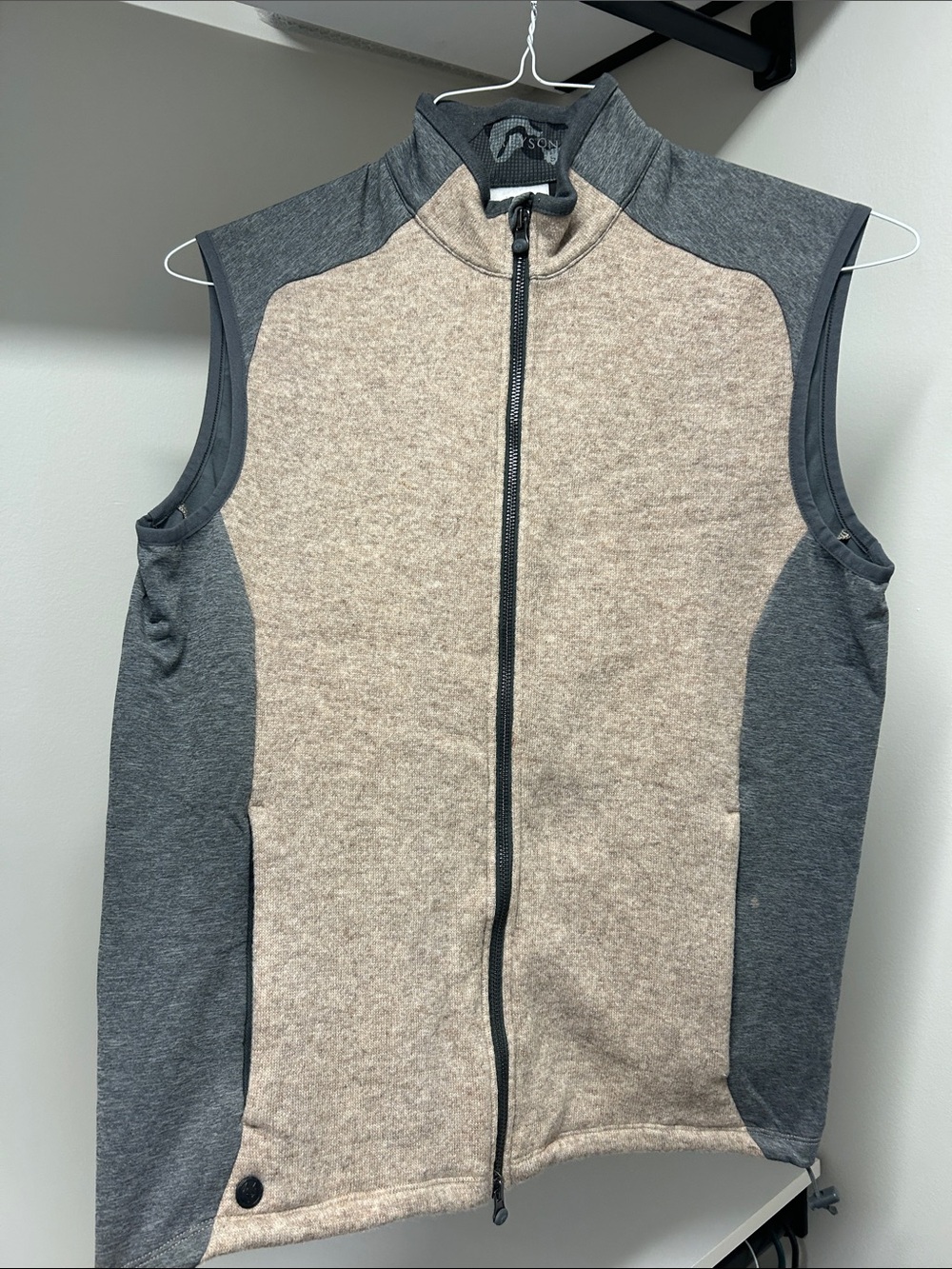 Greyson Sequoia Beige Front with Gray Side Full-Zip Vest